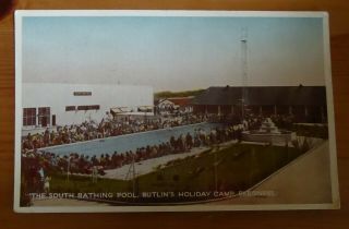 Vintage Postcard South Bathing Pool Butlin 