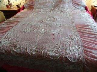 Antique French Tambour Net Lacy Bedspread/coverlet