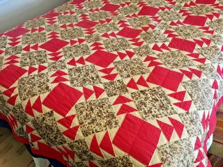 Vintage Hand And Machine Sewn Quilt 80 " X 90 " As Found And