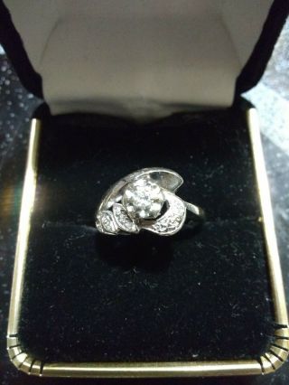 Vintage 14k White Gold Diamond Ring 4.  7 Grams Ladies Scrap & Wear