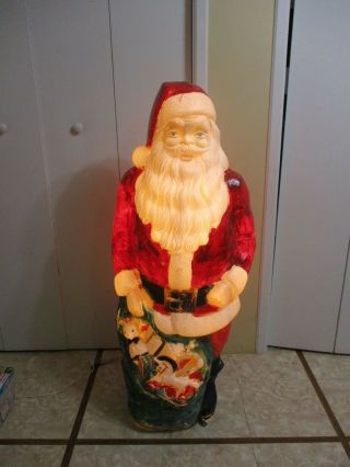 Vintage Enormous Empire Santa Claus W/ Toy Sack Lighted Christmas Blow Mold 46 "