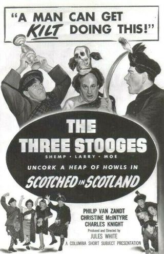 Three Stooges " Scotched In Scotland " 1954 Moe,  Larry,  & Shemp Kodak Orig.  16mm