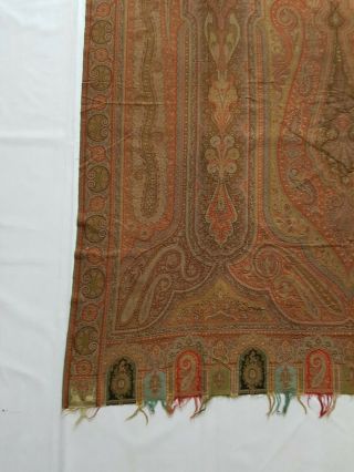 Antique French Paisley Kashmiri Shawl Woolen Multi Color 338x152cm 4