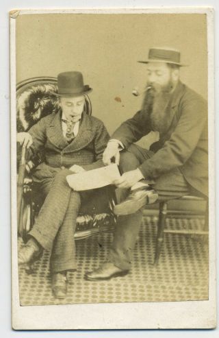 Antique Cdv Photograph Of Two Men Smoking Pipes By Mundell Carlisle & Silloth D2