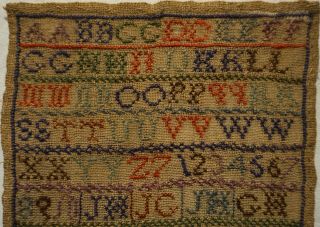 VERY SMALL MID/LATE 19TH CENTURY ALPHABET SAMPLER BY ISABELLA HOSIE - 1872 2