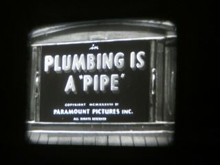 16mm Sound Popeye " Plumbing Is A " Pipe  Vg 400 