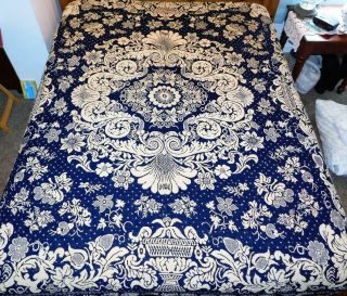 Antique Dated 1841 Jacquard Loom Summer & Winter Double Weave Coverlet Pa Estate