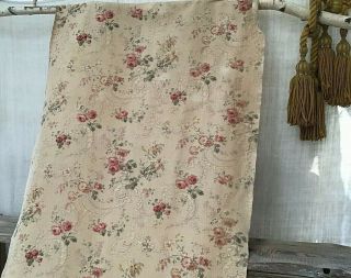 Antique French Floral Fabric Cotton Rustic Shabby Chic Rose Hydrangea Old