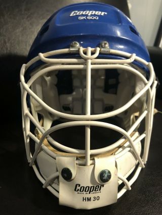 Vintage Cooper Blue Sk 600 Senior Hockey Helmet Made In Canada Hm 30 Mask