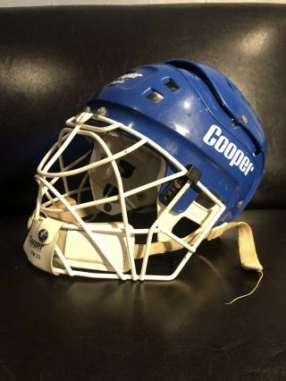 Vintage Cooper Blue SK 600 Senior Hockey Helmet Made In Canada HM 30 Mask 2