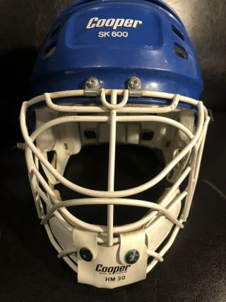 Vintage Cooper Blue SK 600 Senior Hockey Helmet Made In Canada HM 30 Mask 3