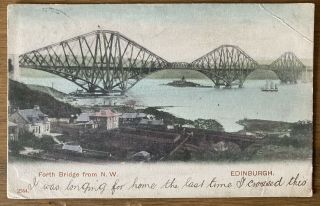 1903 Forth Bridge From N.  W Edinburgh Queensferry Hartmann Vintage Postcard