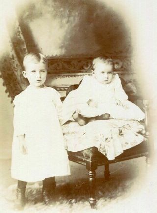 Antique Cabinet Photo Two Darling Little Victorian Boys By Schmidt Unionville Ny