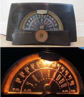 Vintage Ge Tube Radio General Electric 408 Am/fm Bakelite 1950 Lighted Dial