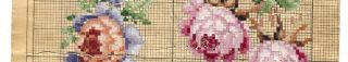 ANTIQUE BERLIN WOOLWORK HAND PAINTED CHART PATTERN ROSES WREATH ROUND 2
