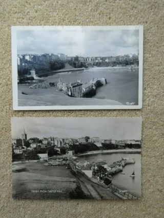 2 Vintage 1960s Tenby From Castle Hill Real Photo Postcards