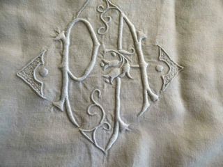 Wonderful Antique French Pure Linen Dowry Sheet Natural Tone P