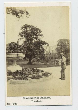 Antique Cdv Photograph Of The Ornamental Garden At Buxton Derbyshire D2