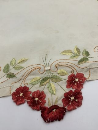 Antique Society Silk Embroidered Centerpiece 5 - Sided Large Red Pansies 3