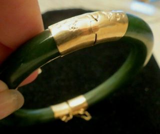 Vintage Estate Jade 14k Gold Bangle Bracelet