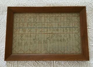 Antique 1879 Pennsylvania Alphabet Needlework Sampler Ema & Hannah Spacht 14 " W