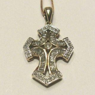 Vintage Diamond Cross Pendant,  1/2tcw,  3.  2 Grams,  10k Gold,