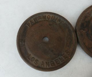 Vintage Paramount Los Angeles 25 Lb Lbs Weight Plates 1 " Standard Size Weights