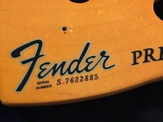 Vintage 1998 ' Relic ' Fender Squire P - Bass Neck - 70 ' s Logo 2
