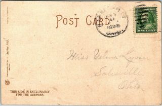 Vintage Artist - Signed M.  GREINER Valentine ' s Day Postcard Boy Girl Bench - 1909 2
