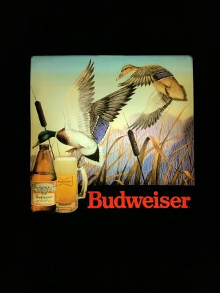 Vintage Budweiser Bud Beer Duck Motion Commander Bar Light Hunting Dynasty Sign