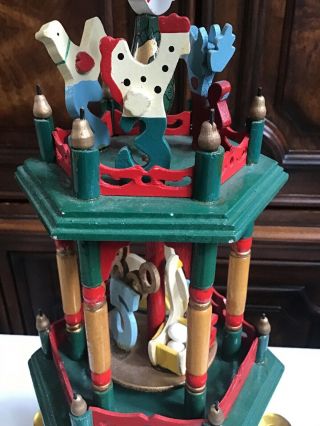 Vintage 3 Tier Christmas Pyramid Candle Mobile Carousel 12 Days Of Christmas 2