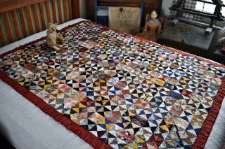 Antique Hand Stitched Broken Dishes Youth Quilt