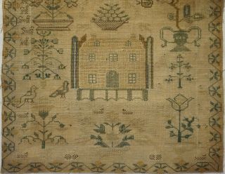 EARLY/MID 19TH CENTURY HOUSE & MOTIF SAMPLER BY SARAH E DIXON AGED 11 - 1843 3