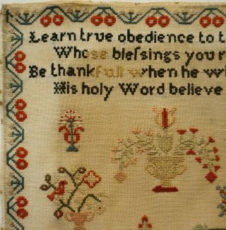 EARLY/MID 19TH CENTURY ADAM & EVE,  MOTIF & VERSE SAMPLER BY MARY METCALFE - 1839 4