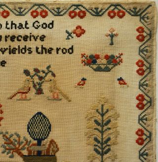 EARLY/MID 19TH CENTURY ADAM & EVE,  MOTIF & VERSE SAMPLER BY MARY METCALFE - 1839 5