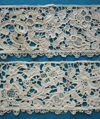 150 Cms.  Late 19th Century Antique Hand Made Venetian Needle Lace Border