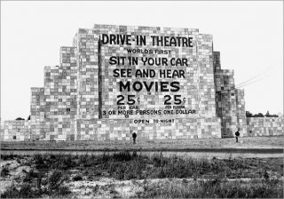 Vintage Drive - In Movie Theater Photo 1st Drive In Camden Nj 1933 Screen Sign
