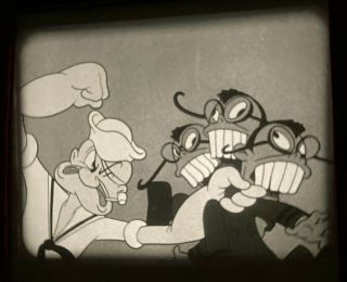 16mm 1943 Popeye WWII Propaganda Cartoon: stereotypes,  wild Jim Tyer animation 2