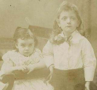 Antique Cabinet Card Darling Victorian Children Boy W Bottle Curls & Baby Girl