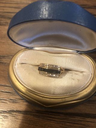 14k Yellow Gold Sapphire And Diamond Ring With Vintage Blue Case Size 5