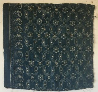 Late 19th C.  Or Early Linen French Indigo Block Print (3192)
