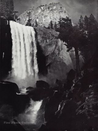 1950s Vintage Ansel Adams Vernal Fall Yosemite Valley Landscape Photo Art 12x16