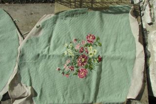 Set replacement tapestry antique Victorian chair covers green pink flowers 2 pce 2