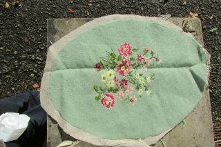 Set replacement tapestry antique Victorian chair covers green pink flowers 2 pce 3