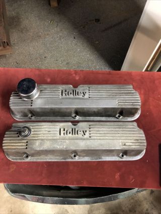 Vintage Ford Holley Aluminum Valve Covers Fits 260 289 302 351w,  Holley Finned