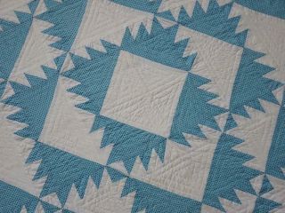 Vintage 30s Blue & White Delectable Mountains QUILT 87x72 6