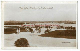 Lancashire Blackpool The Lake Stanley Park Real Photo Vintage Postcard 21.  9