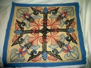 Antique Arts & Crafts Linen Tinted Pillow Cover Celtic Knot Authentic Estate