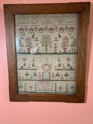 Antique Cross Stitch Sampler Completed In 1804.