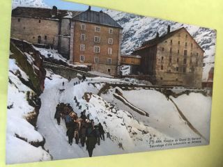 Hospice Du Grand St Bernard Mont Blanc.  Switzerland.  Vintage Postcard